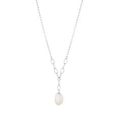 Preciosa Nežna srebrna ogrlica s pristnim bisernim srcem 5356 01