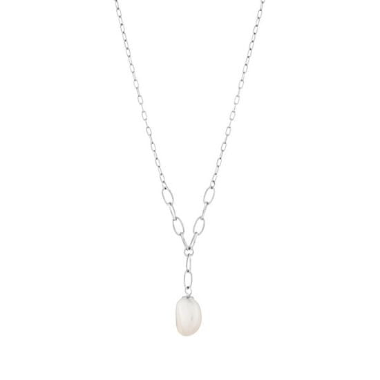 Preciosa Nežna srebrna ogrlica s pristnim bisernim srcem 5356 01