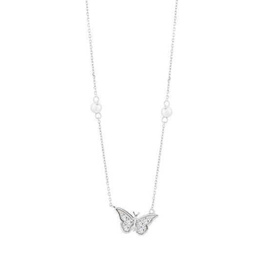 Preciosa Očarljiva srebrna ogrlica s kubičnim cirkonijem in rečnimi biseri Metamorph 5360 00