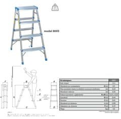 Aluminijasta obojestranska lestev 90 cm 3 stopnice + ploščad