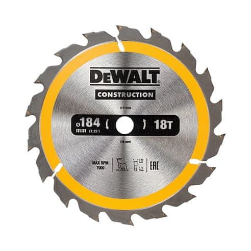 DeWalt Krožna žaga za les 184/16 mm, 18 zob