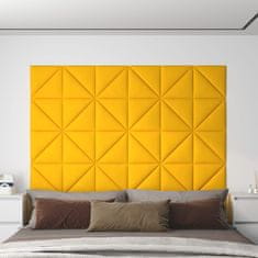 shumee vidaXL Stenski paneli 12 kosov rumeni 30x30 cm žamet 0,54 m²