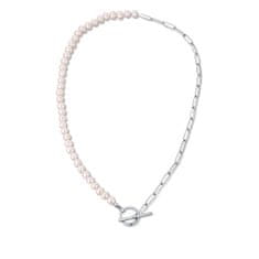 JwL Luxury Pearls Trendovska jeklena ogrlica s pravimi rečnimi biseri JL0788