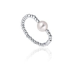 JwL Luxury Pearls Minimalističen srebrn prstan s pravim sladkovodnim biserom JL0790