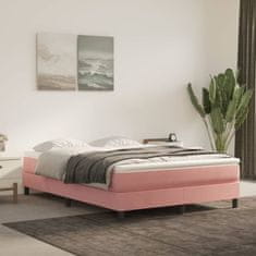 Vidaxl Box spring posteljni okvir roza 140x200 cm žamet