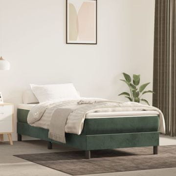Vidaxl vidaXL Vzmetnica z žepkastimi vzmetmi temno zelena 90x200x20 cm žamet