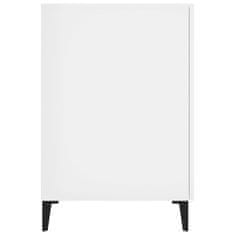 Vidaxl Pisalna miza visok sijaj bela 140x50x75 cm inženirski les