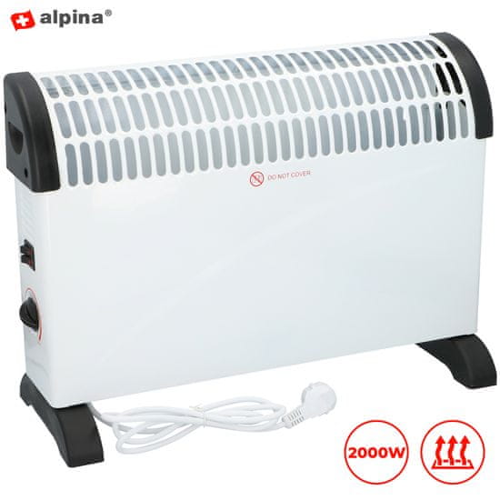 Alpina električni konvekcijski grelnik / radiator, moč 2000 W, 3 stopnje gretja, termostat, bel