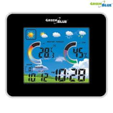 GreenBlue Brezžična vremenska postaja IN/OUT temperatura vlažnost barometer USB polnilec GB145 črna