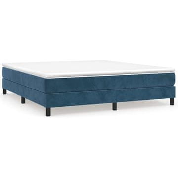 Vidaxl Posteljni okvir z vzmetmi temno moder 160x200 cm žamet