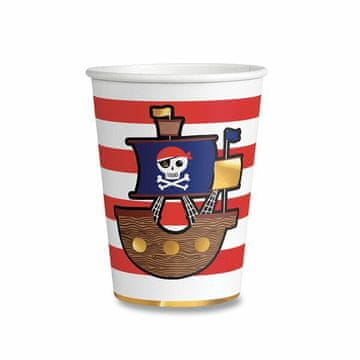 Amscan Papirnati lončki Pirati Zemljevid - prostornina 0,25 l, 8 kosov