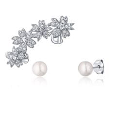 JwL Luxury Pearls Čudovit komplet srebrnih uhanov (1x uhan, 2x uhan s kamnom) JL0781