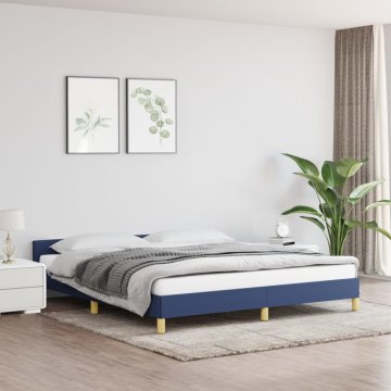 Vidaxl Posteljni okvir z vzglavjem moder 160x200 cm blago