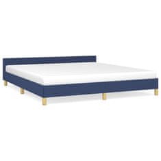 Vidaxl Posteljni okvir z vzglavjem moder 160x200 cm blago