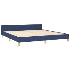 Vidaxl Posteljni okvir z vzglavjem moder 160x200 cm blago