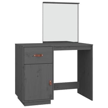 Vidaxl Toaletna mizica siva 95x50x134 cm trdna borovina