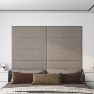 shumee vidaXL Stenski paneli 12 kosov svetlo sivi 90x30 cm žamet 3,24 m²