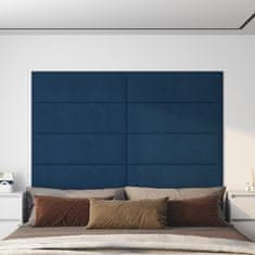 shumee vidaXL Stenski paneli 12 kosov modra 90x30 cm žamet 3,24 m²