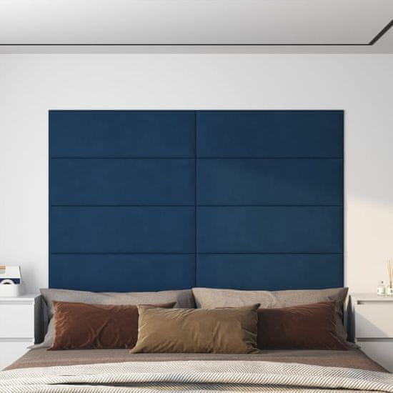 shumee vidaXL Stenski paneli 12 kosov modra 90x30 cm žamet 3,24 m²