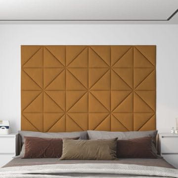 shumee vidaXL Stenski paneli 12 kosov rjavi 30x30 cm žamet 0,54 m²