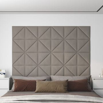 shumee vidaXL Stenski paneli 12 kosov svetlo sivi 30x30 cm žamet 0,54 m²