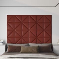 shumee vidaXL Stenski paneli 12 kosov vinsko rdeči 30x30 cm um. usnje 0,54 m²