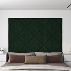 shumee vidaXL Stenski paneli 12 kosov temno zeleni 30x30 cm žamet 0,54 m²