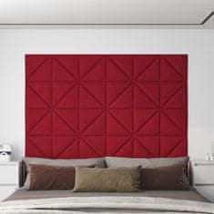 shumee vidaXL Stenski paneli 12 kosov vinsko rdeči 30x30 cm žamet 0,54 m²