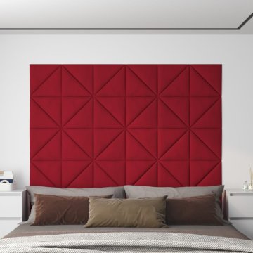 shumee vidaXL Stenski paneli 12 kosov vinsko rdeči 30x30 cm žamet 0,54 m²