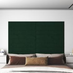 shumee vidaXL Stenski paneli 12 kosov temno zeleni 90x15 cm žamet 1,62 m²