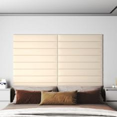 shumee vidaXL Stenski paneli 12 kosov krem 90x15 cm žamet 1,62 m²