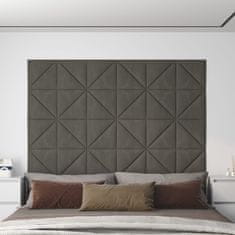 shumee vidaXL Stenski paneli 12 kosov temno sivi 30x30 cm žamet 0,54 m²