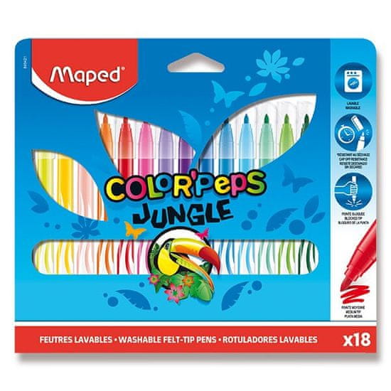 Maped Otroški flomastri Color'Peps Jungle 18 barv