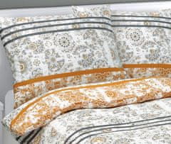 Bombažna posteljnina - 140x200, 70x90 cm - Retro siva, oranžna