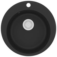 shumee Enojno okroglo kuhinjsko pomivalno korito iz granita črno