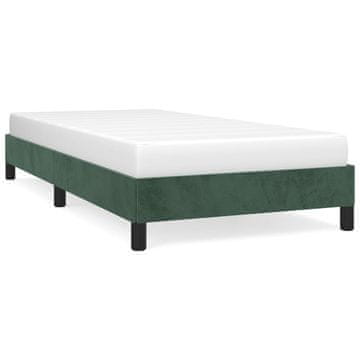 Vidaxl Posteljni okvir brez vzmetnice temno zelen 90x200 cm žamet