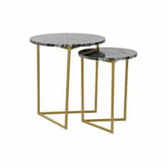 DKD Home Decor Komplet 2 majhnih mizic DKD Home Decor Black Golden 40 x 40 x 45 cm