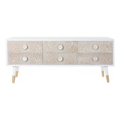 DKD Home Decor TV pohištvo DKD Home Decor 119 x 42 x 50 cm jelka zlata bela svetlo rjava