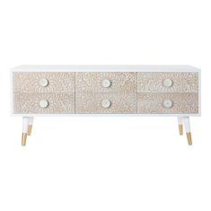 DKD Home Decor TV omarica, jelka, belo rjava, 120 x 42 x 50 cm