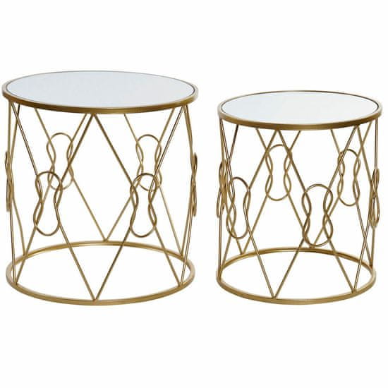 DKD Home Decor Stranska mizica DKD Home Decor Zrcalo Zlata kovina 50 x 50 x 51 cm