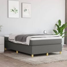 Greatstore Box spring postelja z vzmetnico temno siva 120x190 cm blago