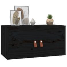 Vidaxl Stenska omarica 2 kosa črna 60x30x30 cm trdna borovina