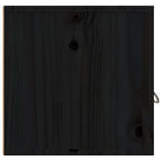Vidaxl Stenska omarica 2 kosa črna 80x30x30 cm trdna borovina