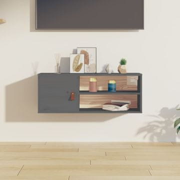 Vidaxl vidaXL Stenska omarica siva 80x30x30 cm masiven borov les