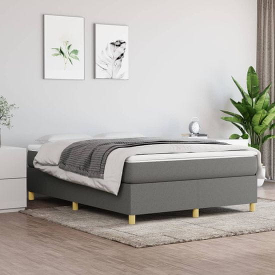 Vidaxl Box spring posteljni okvir temno siv 140x190 cm blago
