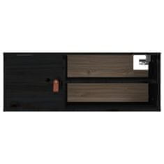 Vidaxl Stenska omarica 2 kosa črna 80x30x30 cm trdna borovina