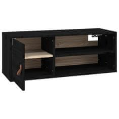 Vidaxl Stenska omarica 2 kosa črna 80x30x30 cm trdna borovina