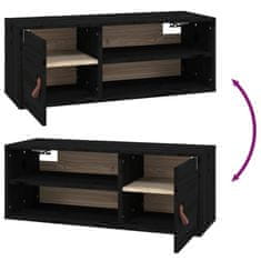 Vidaxl Stenska omarica črna 80x30x30 cm trdna borovina