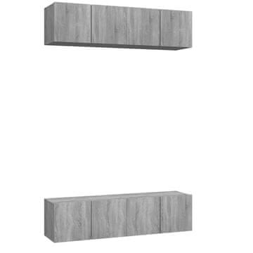 Vidaxl Stenska TV omarica 4 kosi siva sonoma 60x30x30 inženirski les