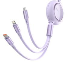 BASEUS Bright Mirror 3in1 kabel USB-C - micro USB / USB-C / Lightning PD 100W 1.2m, vijolična